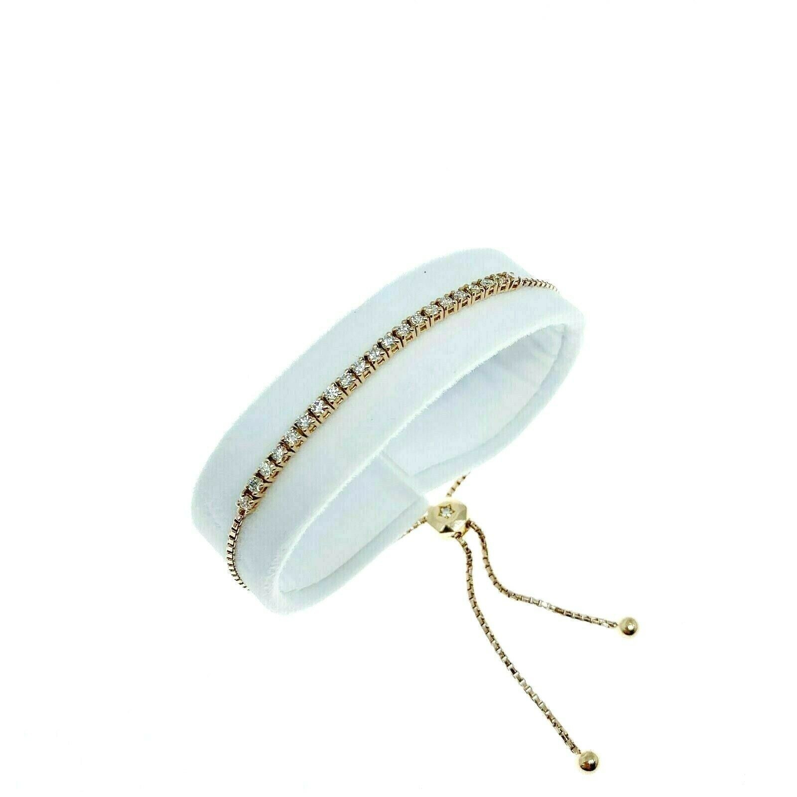0.72 Carats t.w. Custom Made Round Diamond Adjustable Bracelet 14K Rose Gold