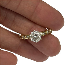 Round Brilliant Solitaire Engagement Diamond Ring Set Yellow Gold 14kt