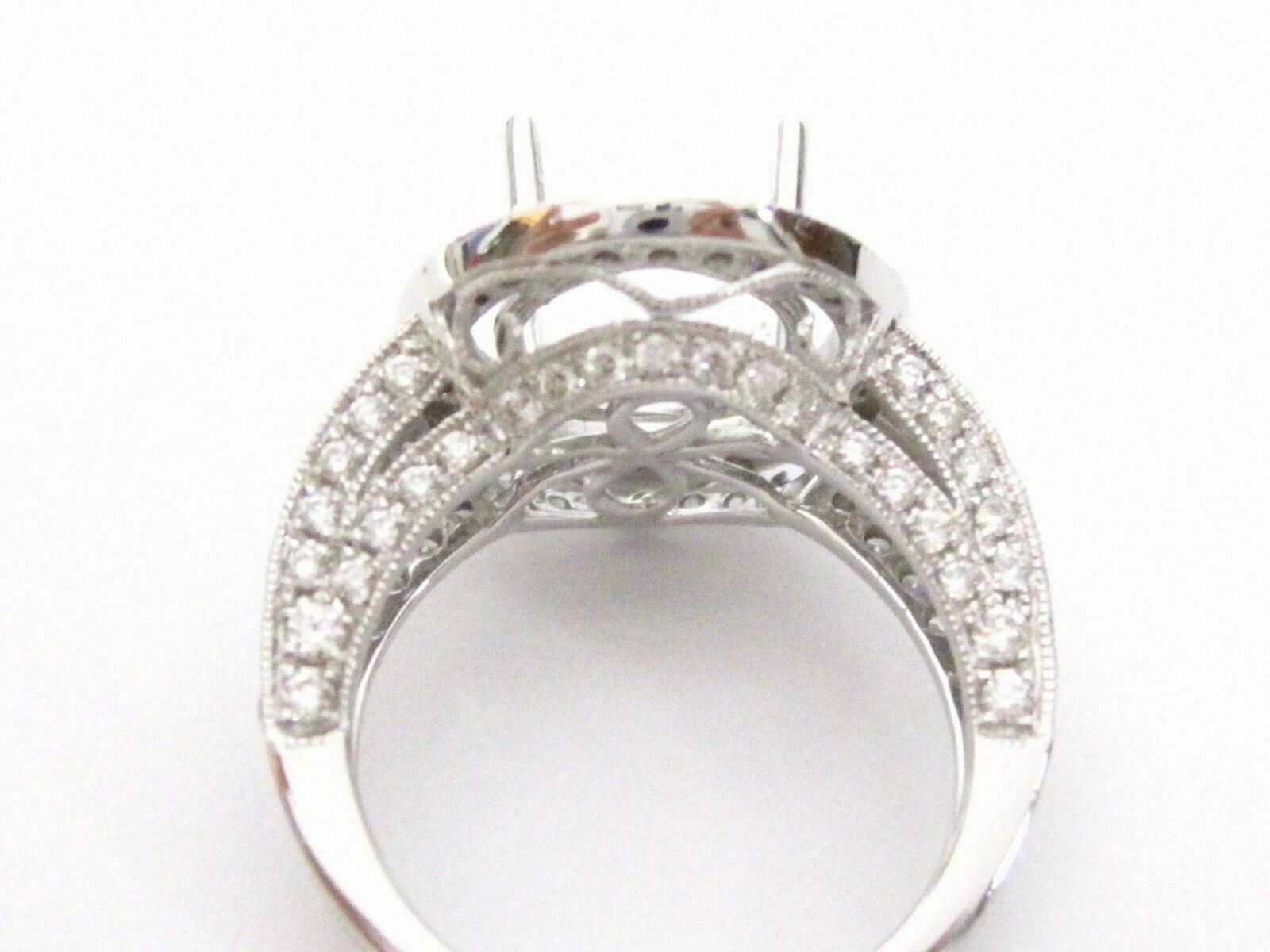 Fine 4 Prongs Semi-Mounting for Oval Diamond Ring Engagement 14k White Gold