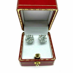 4.61 Carats t.w. Round Brilliant D/E Color Diamond Stud Earrings 14K White Gold