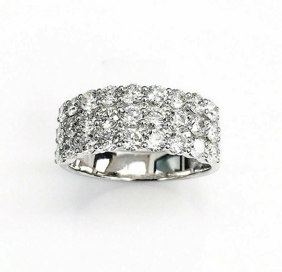 2.35 Carats t.w. Diamond Anniversary/Wedding Ring 18K Gold New 5 Rows ofDiamonds