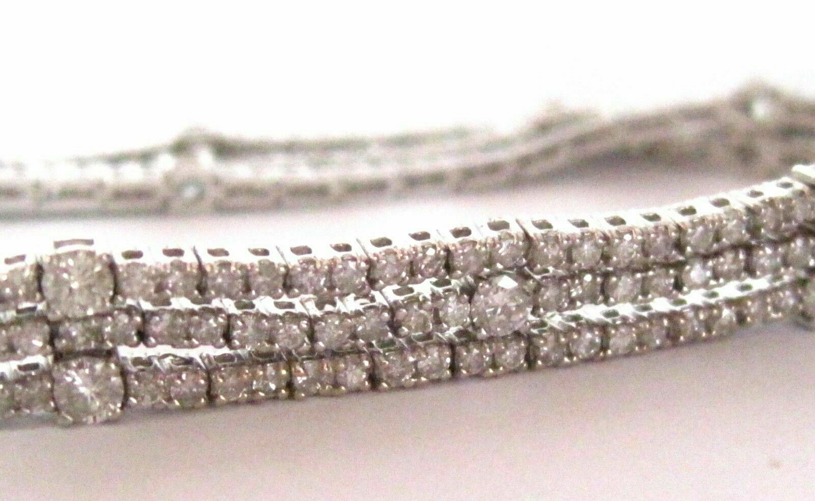 5.33 TCW 3 Strings Round Brilliant Cut Diamond Tennis Bracelet 18kt White Gold