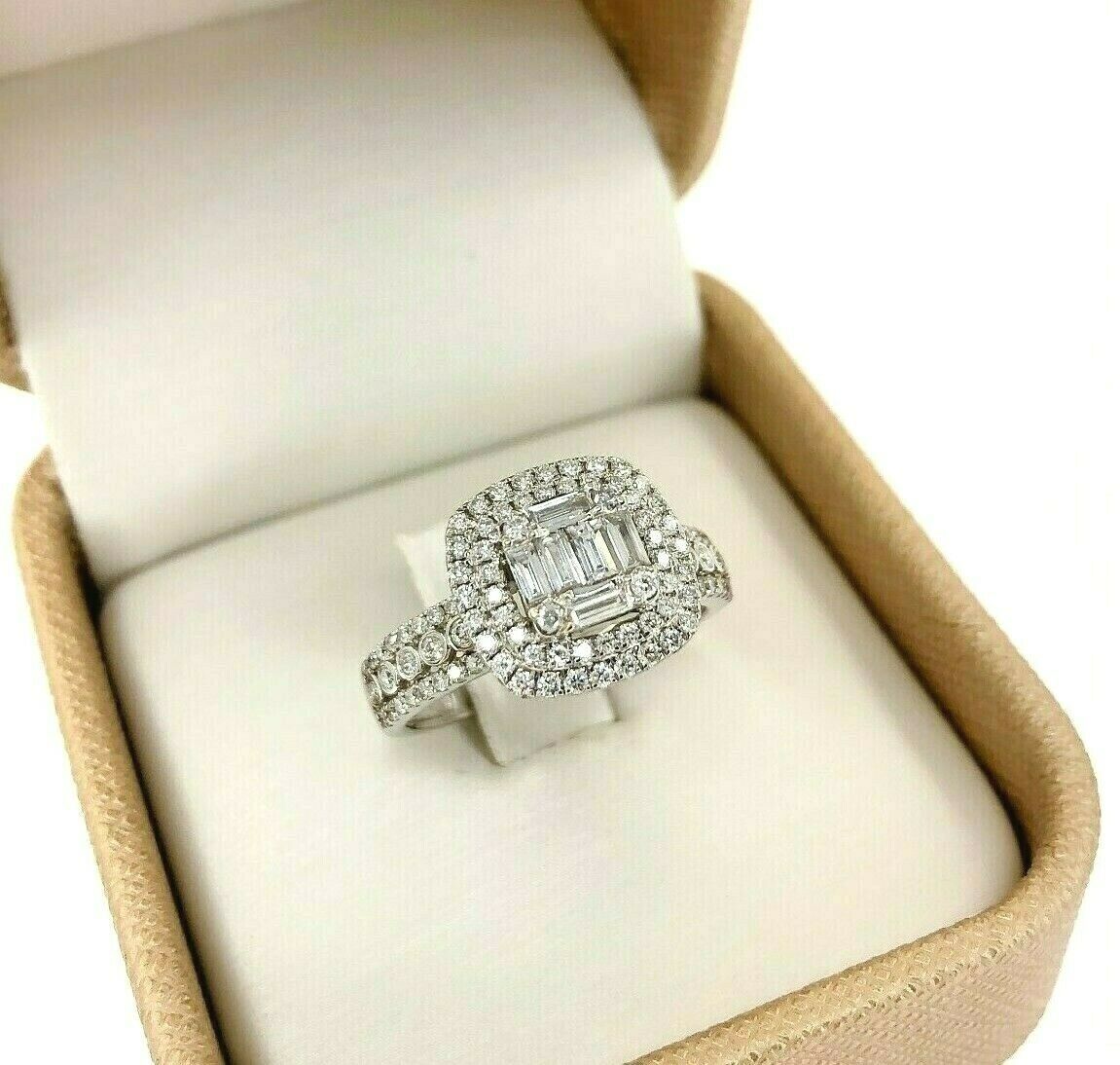 0.85 Carats Diamond Invisible Set Double Cushion Halo Wedding/Anniversary Ring