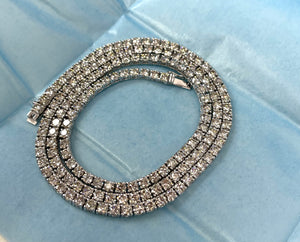 Round Brilliants Diamond Tennis Necklace Chain 22 inches