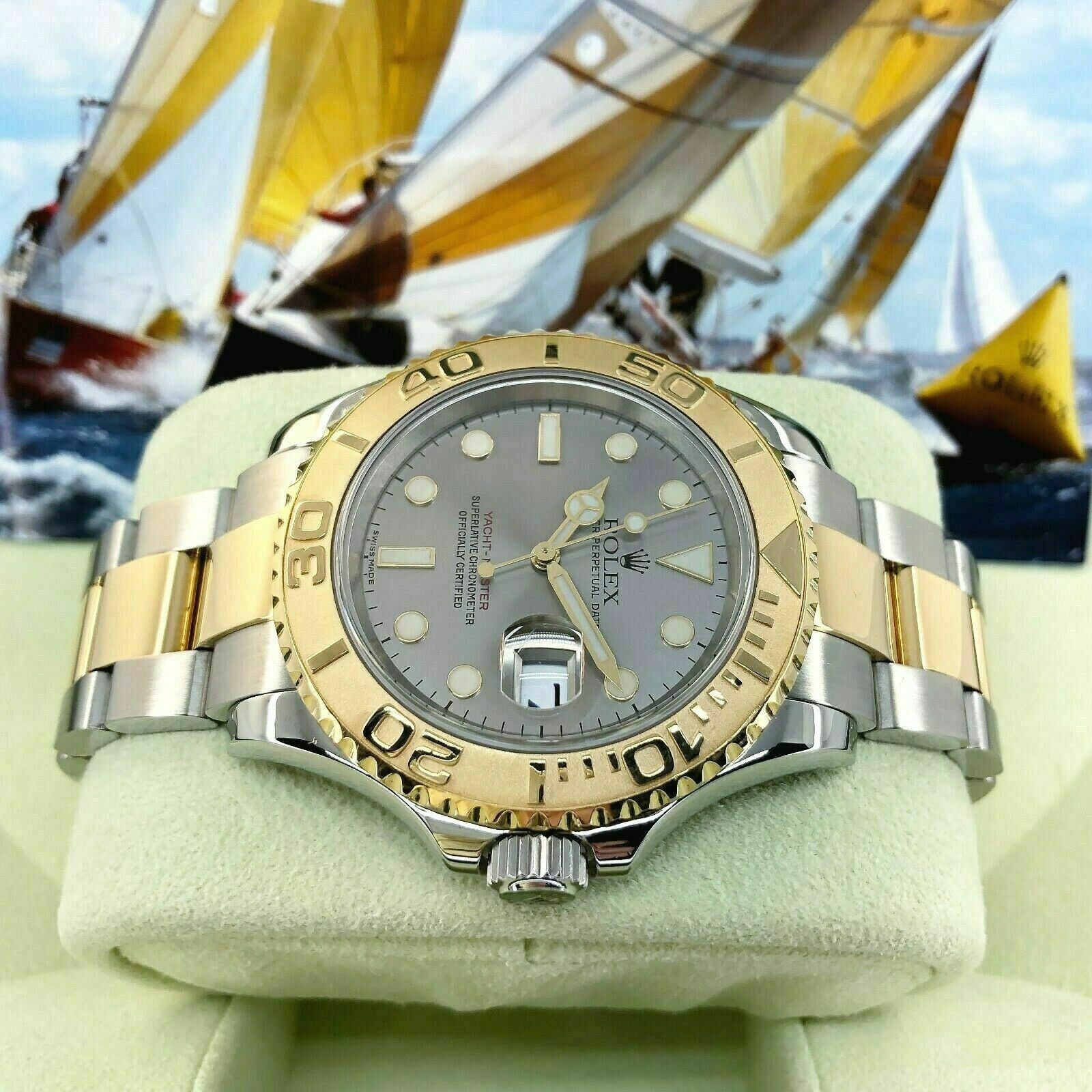 Rolex 40MM Mens Yacht-Master 18K Gold and Steel Watch Ref #16623 D Serial Papers