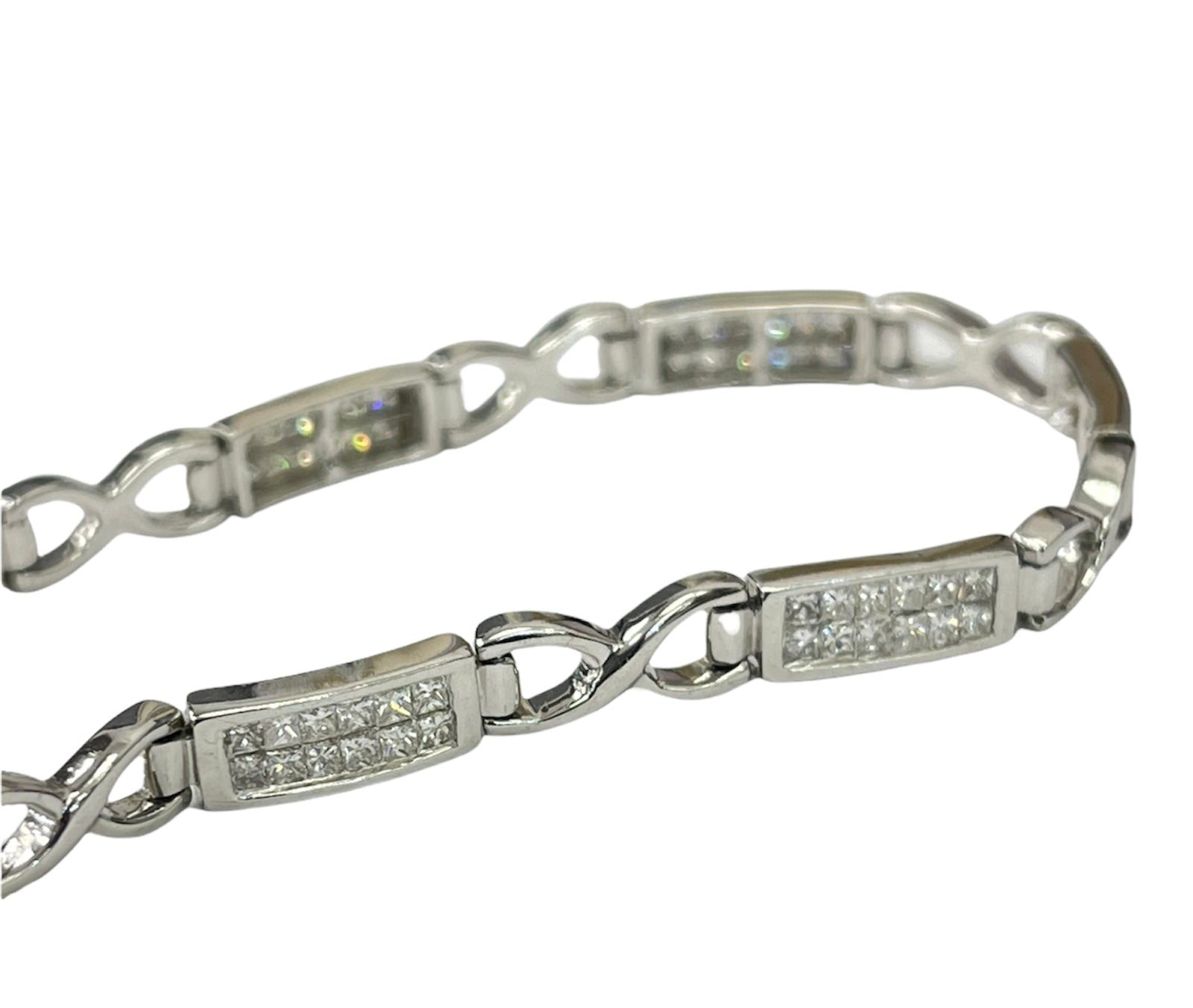 Princess Cut Diamond Link Bracelet White Gold 14kt
