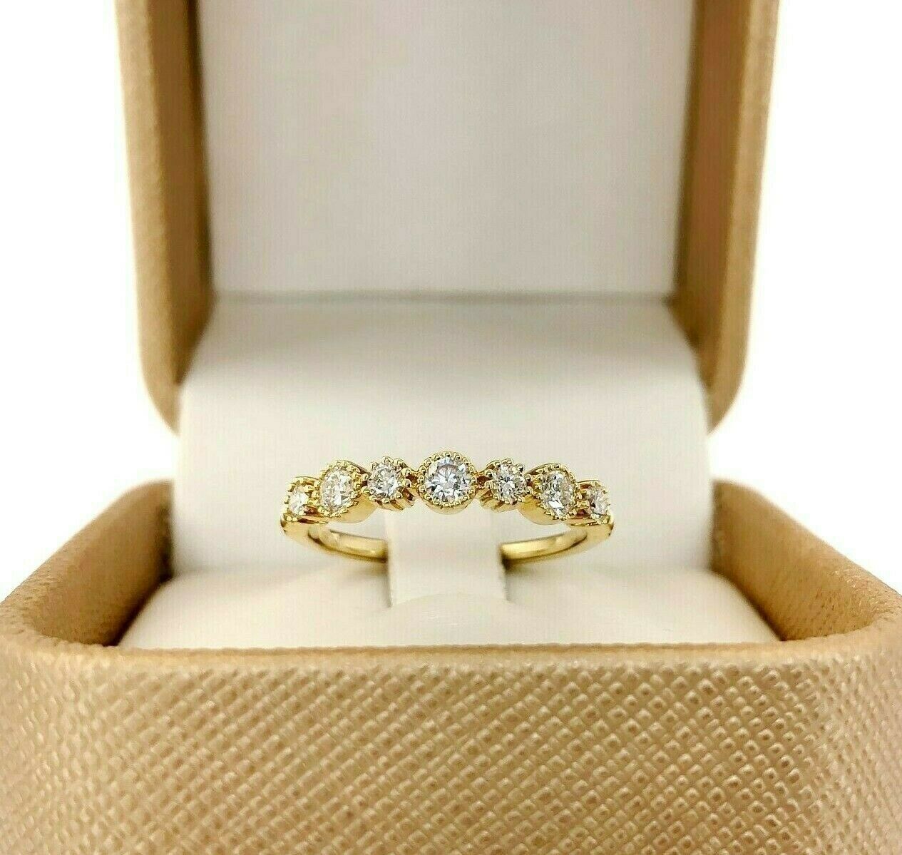 0.50 Carats t.w. Diamond Stack Ring/Wedding Band 18K Yellow Gold Round Diamonds
