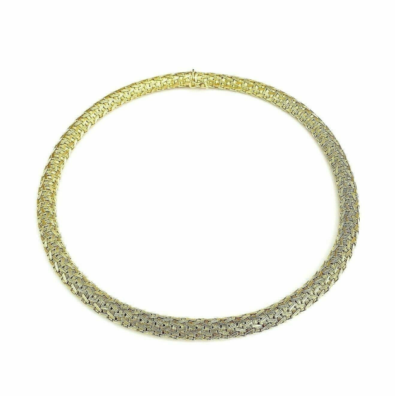 Solid 14K Yellow Gold Basketweave Necklace 16 Inch 2.01 Ounces 1/3 Inch Width