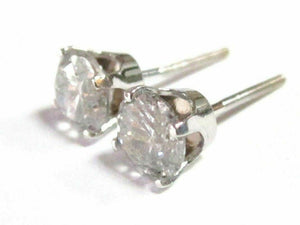 FINE Round Cut Brilliant 1.38 Ct Diamond Stud Earrings 14k White Gold 5.4mm
