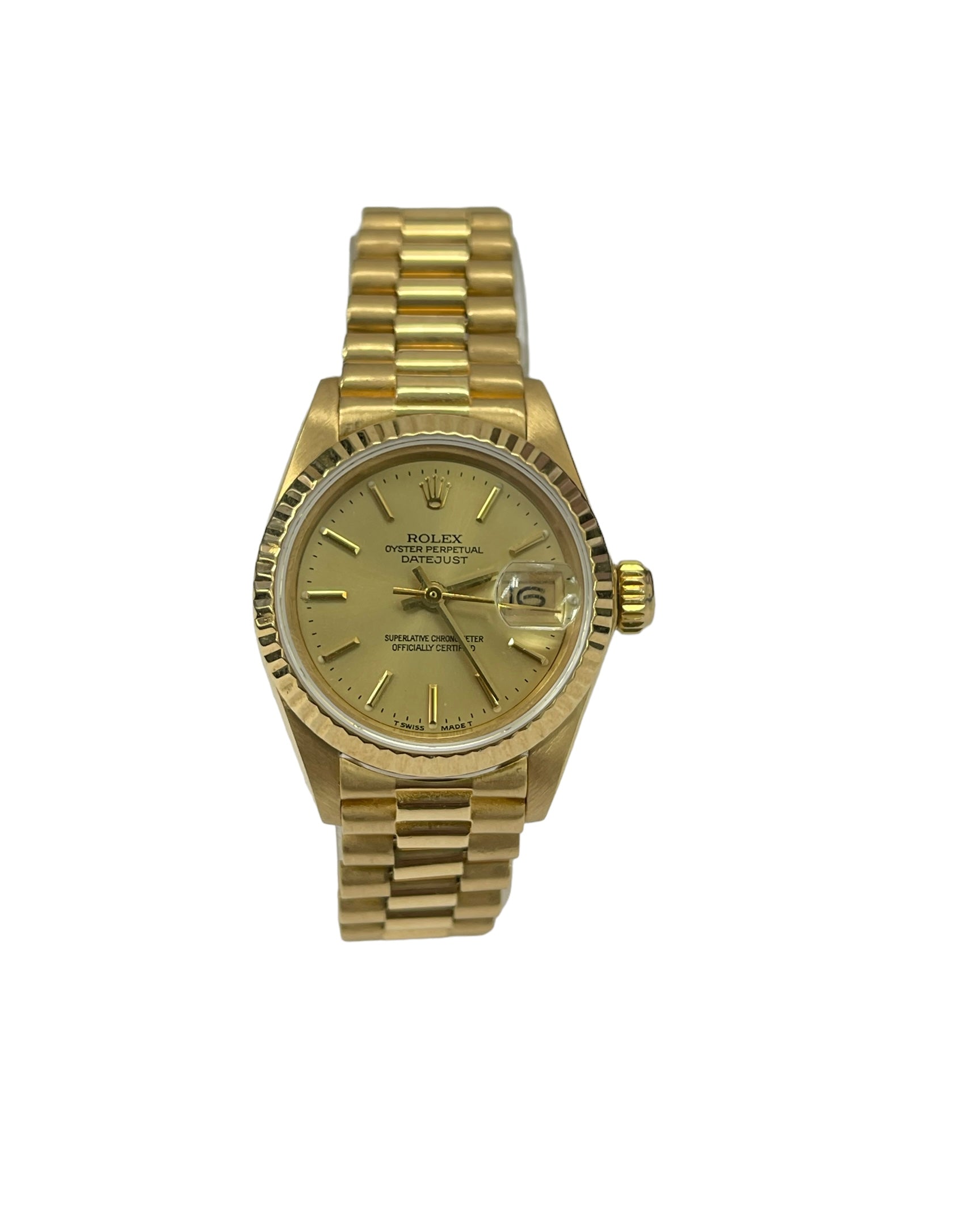 Rolex Lady's Datejust President Watch Champagne Stick Dial Ref 6917