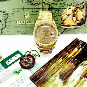 Rolex Day Date President 36mm Watch 18248 Box and Paper Houndstooth Factory Dial