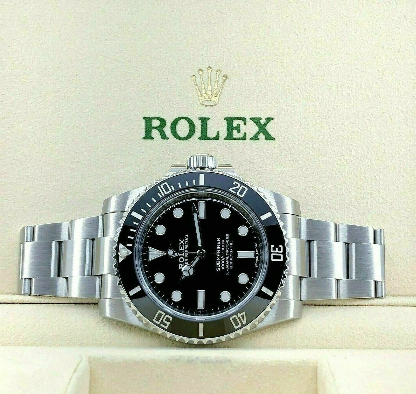 Rolex Ceramic Black Submariner No Date Stainless Steel Watch Ref 114060 Box Card