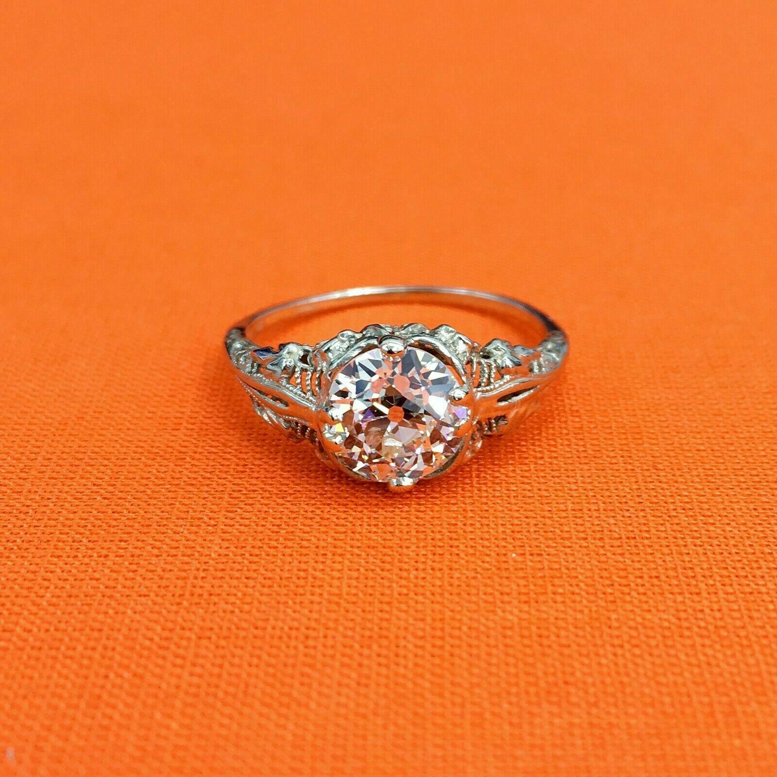 1.88 Carats Antique Art Deco Solitaire Diamond Ring GIA Certificate Included 50s