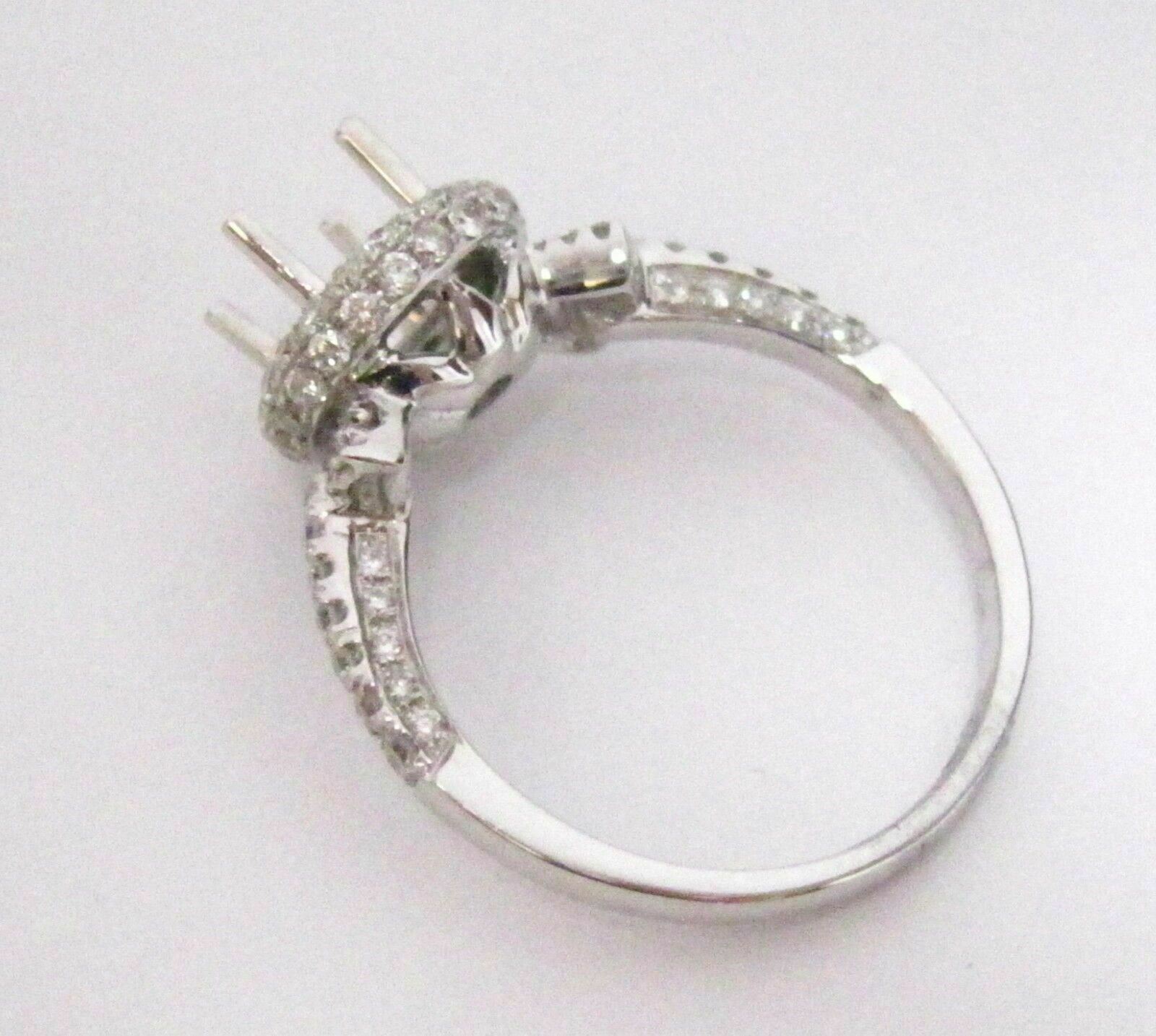 Fine 4 Prongs Semi-Mounting Round Diamond Ring Engagement 18k .80 TCW