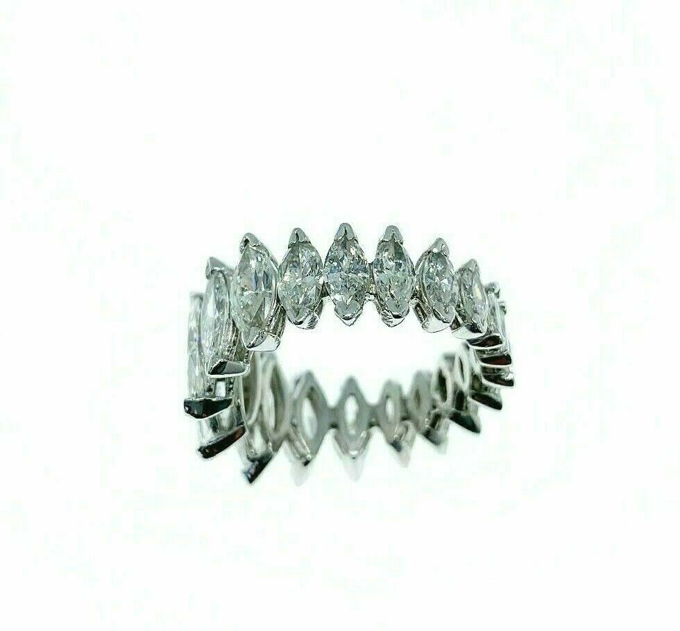 Estate 5.62 Carats t.w. Marquise Diamond Eternity Anniversary Ring D - F Color