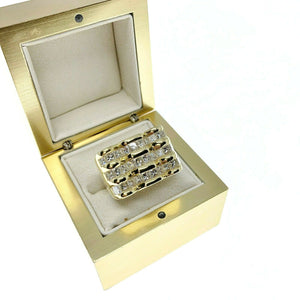 5.50 Carats t.w. Men's 3 Row Princess Cut Channel Set Diamond Ring 18K 27 Grams