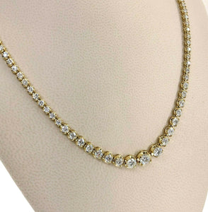 Fine Jewelry 6.20 Carats Round Diamond Riviera Tennis Eternity Necklace 14K Gold