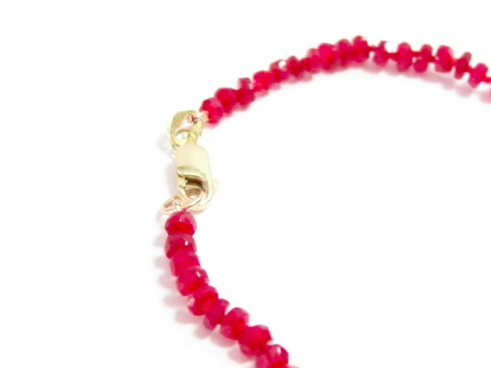 Fine Red Ruby Beads Strand String Necklace 14k Yellow Gold 17 Inches 33 Carats