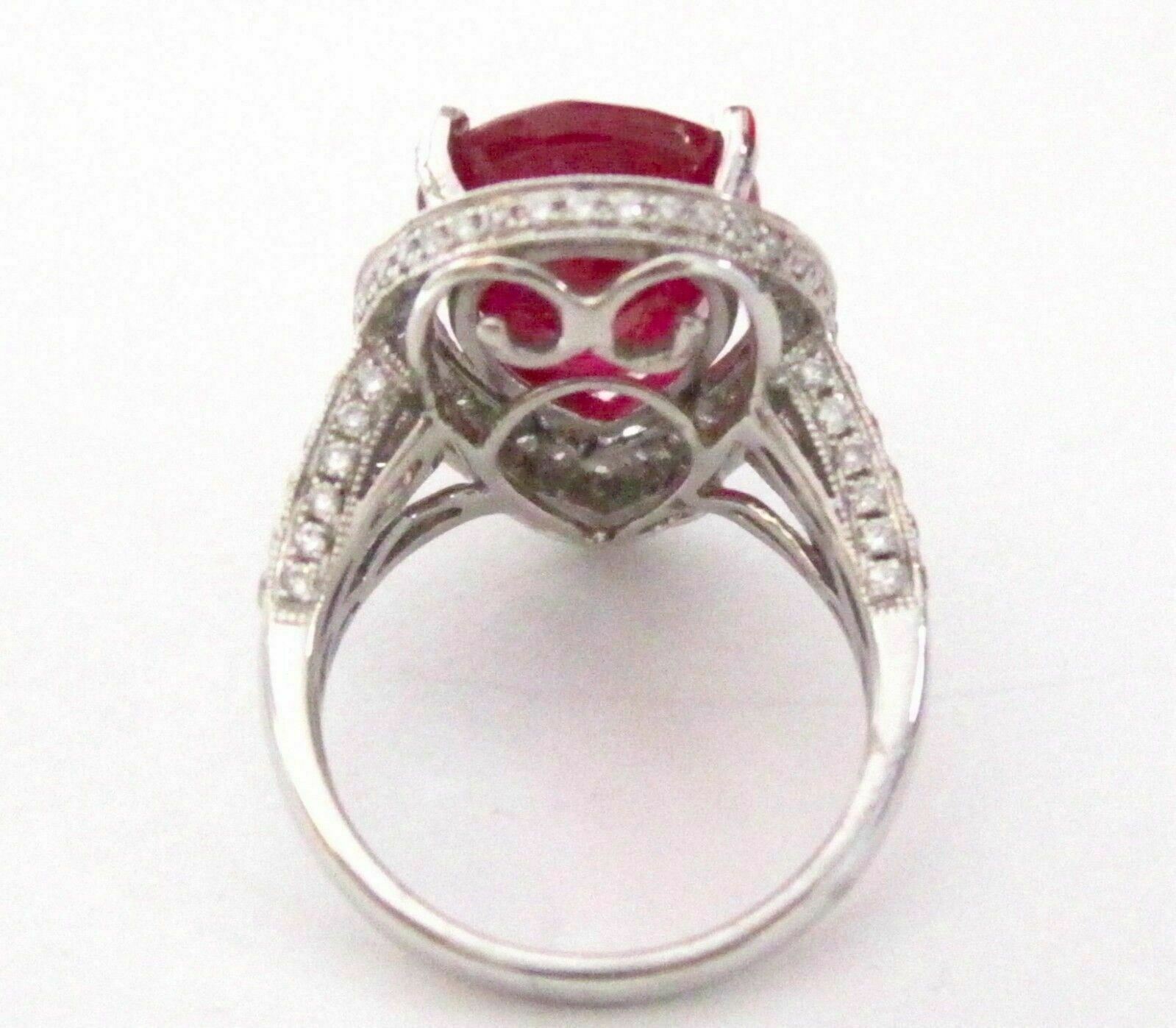 10.51 TCW Pear Cut Ruby w/ Diamond Accents Cocktail Ring Size 6 18k White Gold