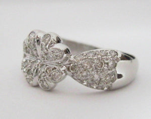 .40 TCW Flower Cluster Round Diamond Cocktail Ring Size 6 H SI1 14k White Gold