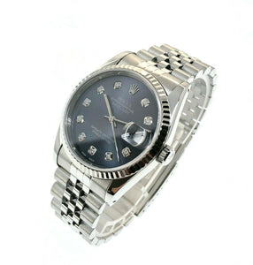 Rolex 36MM Datejust 18K Diamond Dial Jubilee Band Steel Watch Ref 16234 X Serial