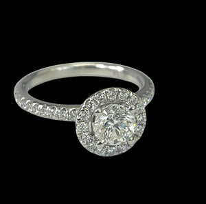 Round Brilliant Halo Diamond Engagement Ring White Gold