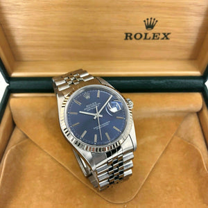 Rolex 36MM Datejust Watch 18K White Gold Stainless Steel Ref #16234 Box Papers