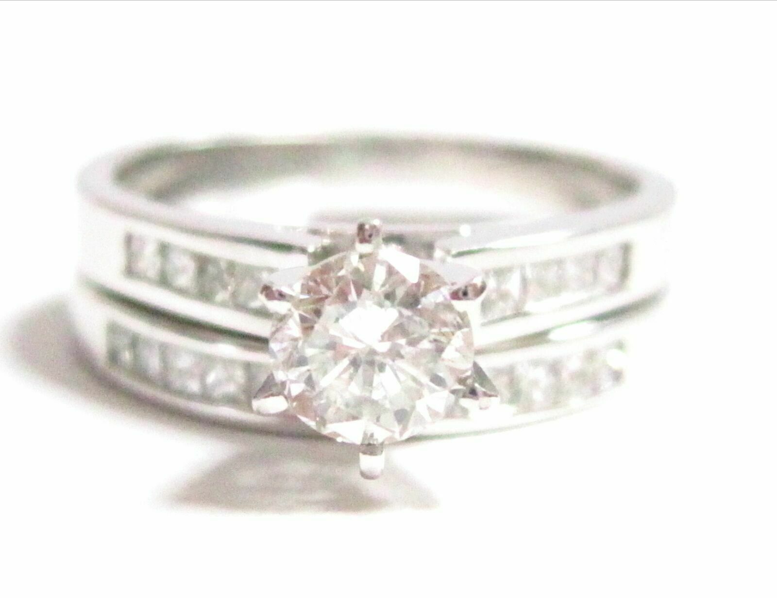 .95 Tcw Round Diamond Solitaire Ring Wedding Set Size 6 G VS1-2 14k White Gold