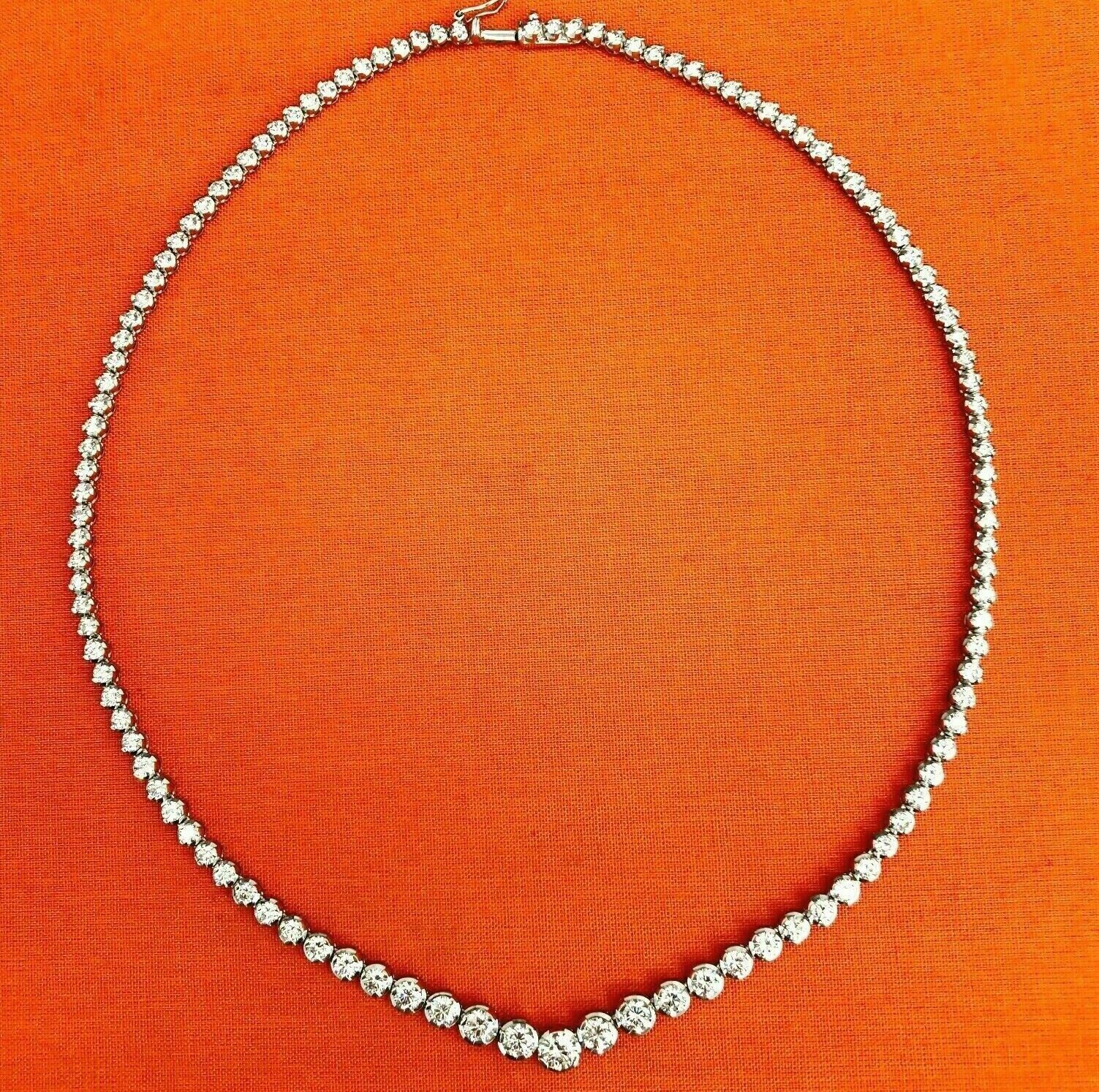 9.10 Carats t.w. F -G Color VS Diamond Riviera/Tennis Necklace 18K White Gold