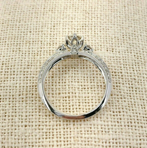 0.85 Carats 3 Stone Round Brilliant Cut Pave Diamond Three Sided Wedding Ring