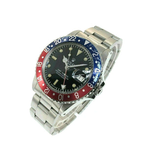 Vintage Rolex 40mm Pepsi GMT Master II Stainless Steel Watch Ref Number 16570