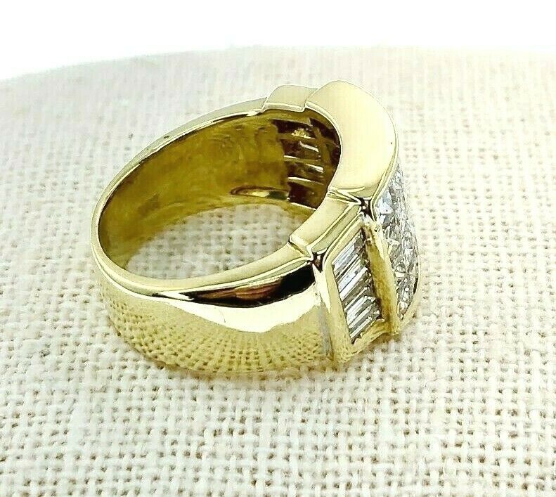 4.02 Carats t.w. Invisible Set Diamond Anniversary/Wedding Ring 18K Yellow Gold