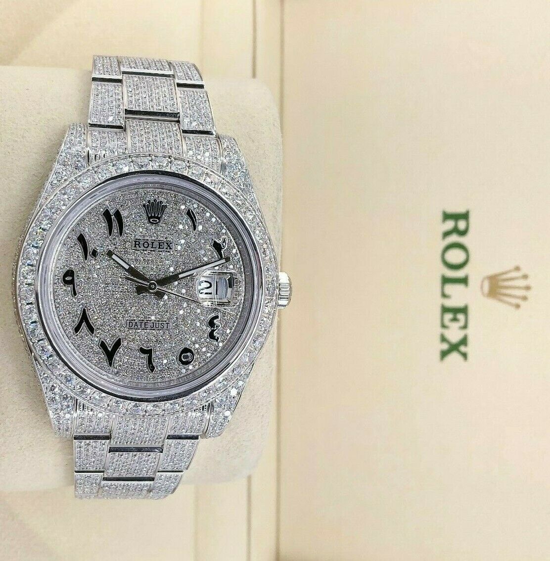 Rolex Datejust II 41mm 12 Carats Diamond Bust Down Iced Out Steel Watch 116300