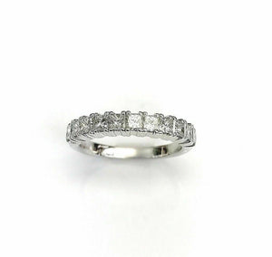 0.75 Carats t.w. Princesss Cut Diamond Anniversary/Stack Ring 18K White Gold New