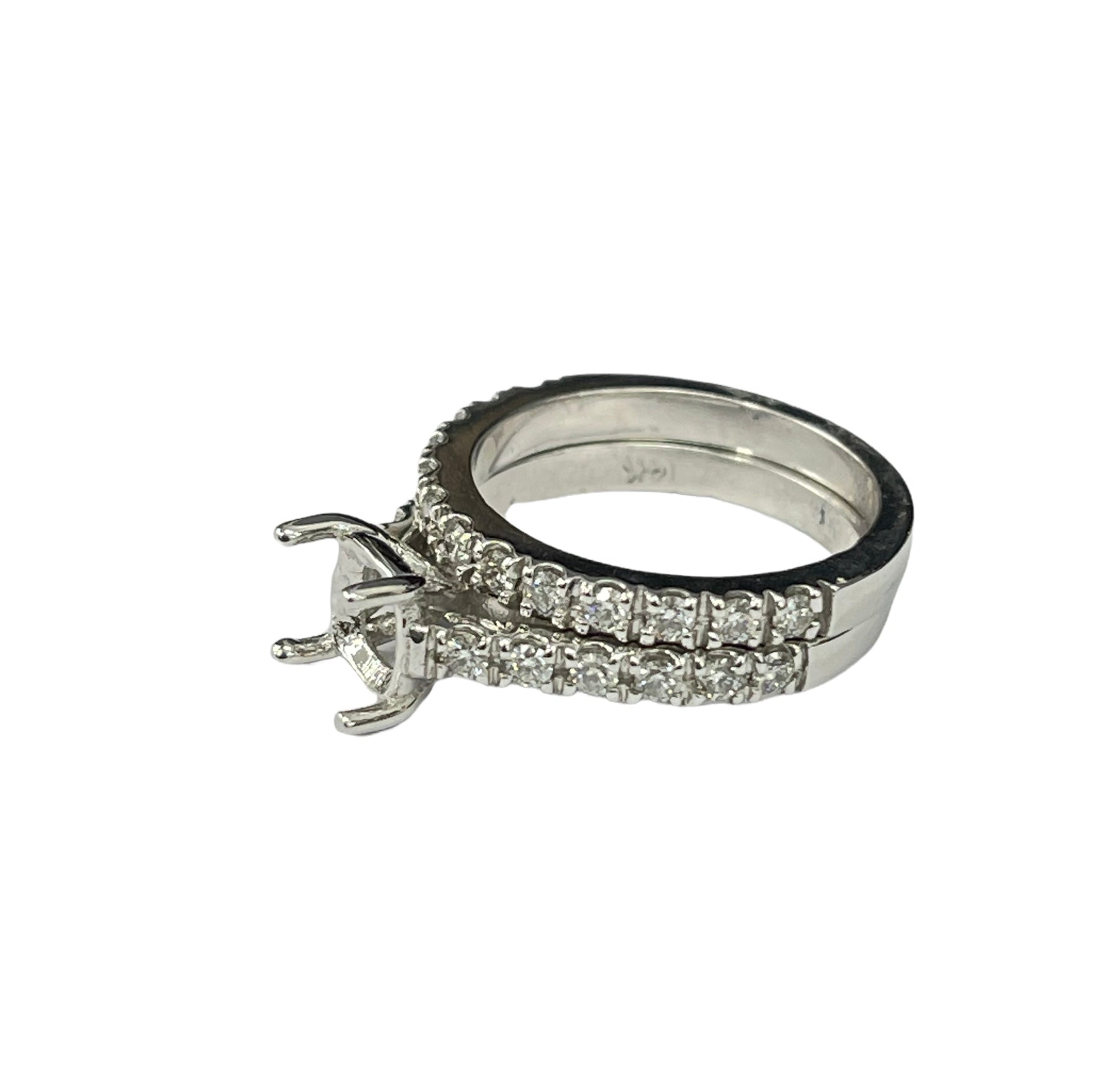 4 Prong Semi-Mounting Engagement Set Diamond Ring White Gold 14kt