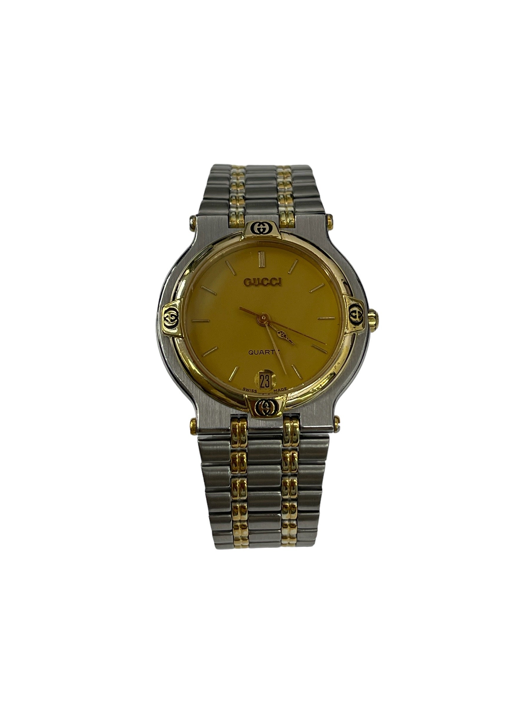 Gucci 9000M Unisex 32mm Two-Tone Stainless Gold Wrist Watch