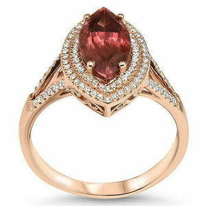 2.42 TCW Natural Marquise Tourmaline & Diamond Accents Ring Sz 6.5 14k Rose Gold