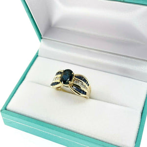 Fine 2.97 Carats t.w. Blue Sapphire & Diamond Anniversary Right Hand Ring 14K