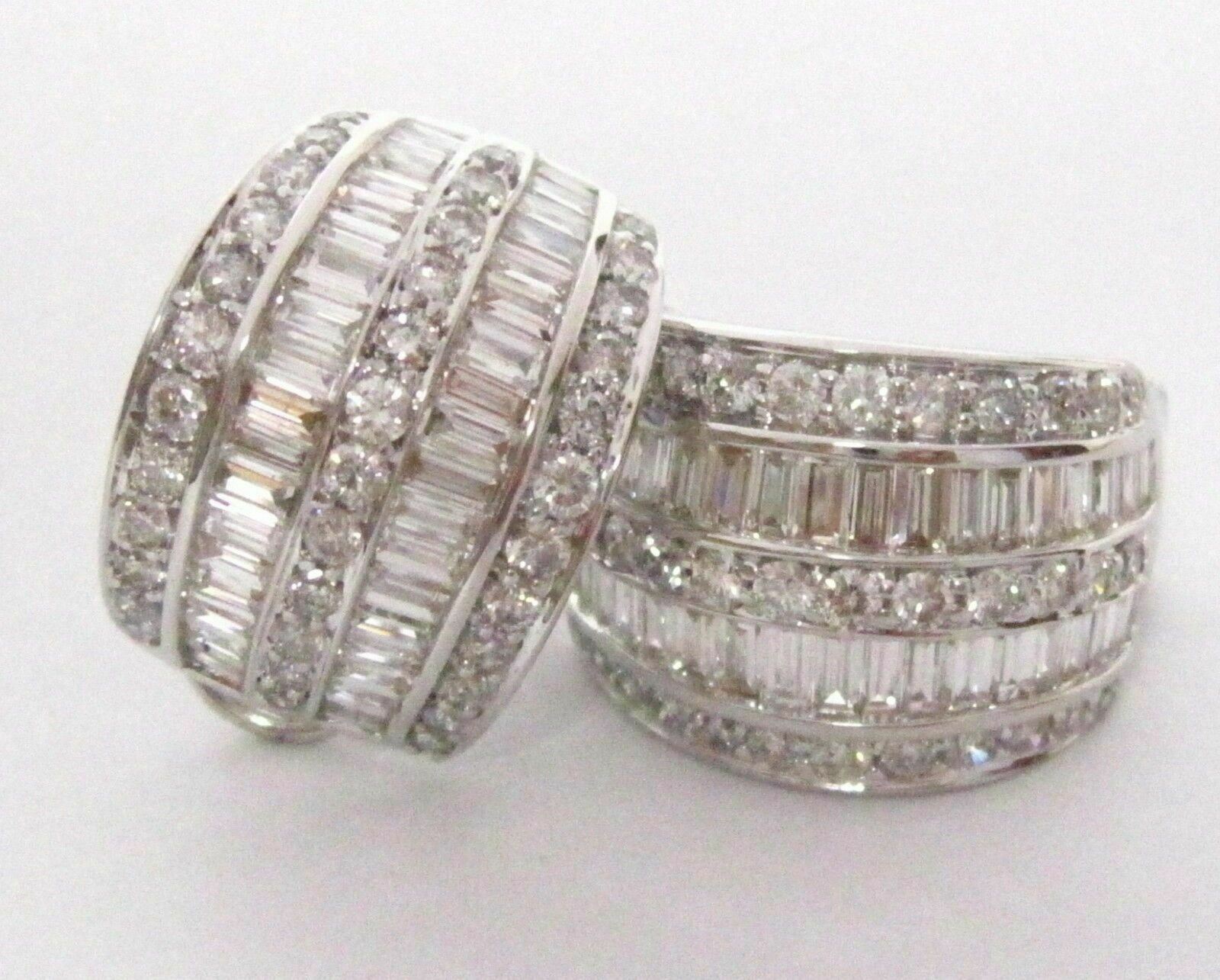 4.15 TCW Natural Baguette and Round Brilliant Diamond Huggie Earrings 14k W/G