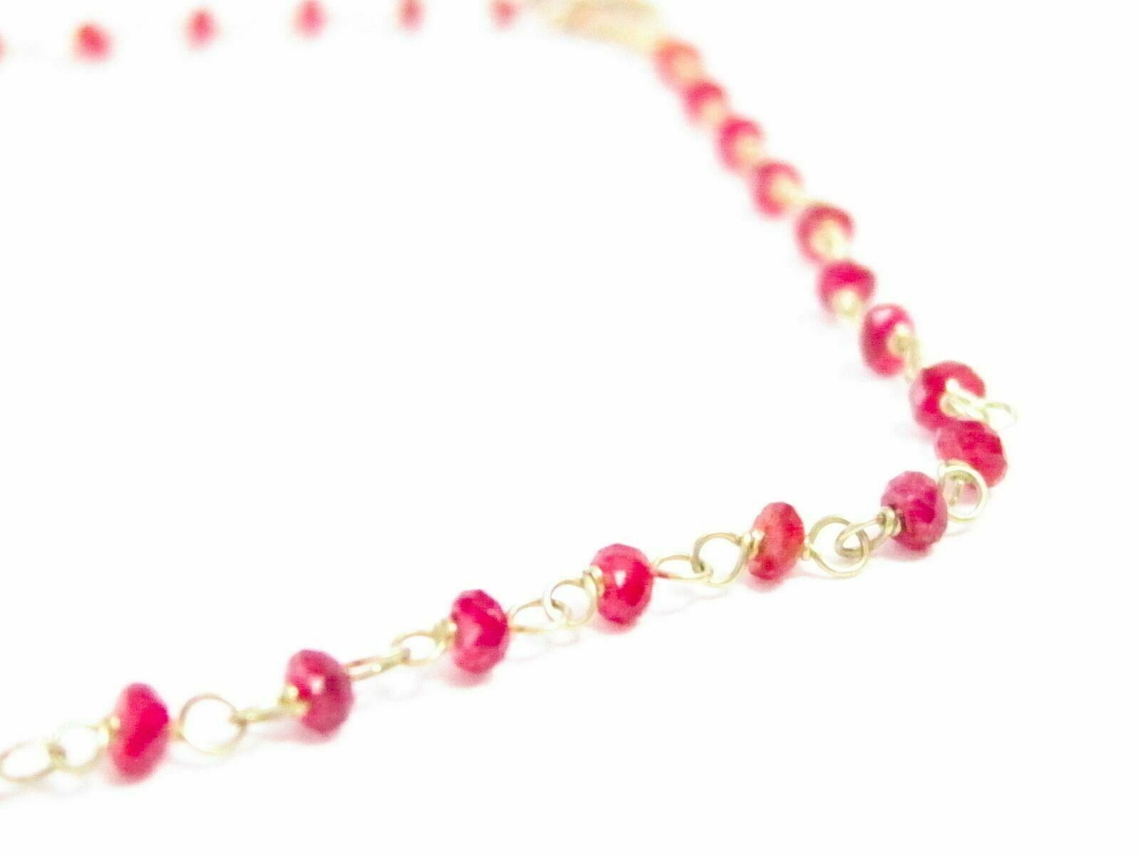 Fine Red Ruby Bead & Pearl Strand Necklace 14k Yellow Gold 18 Inches 30 Carats