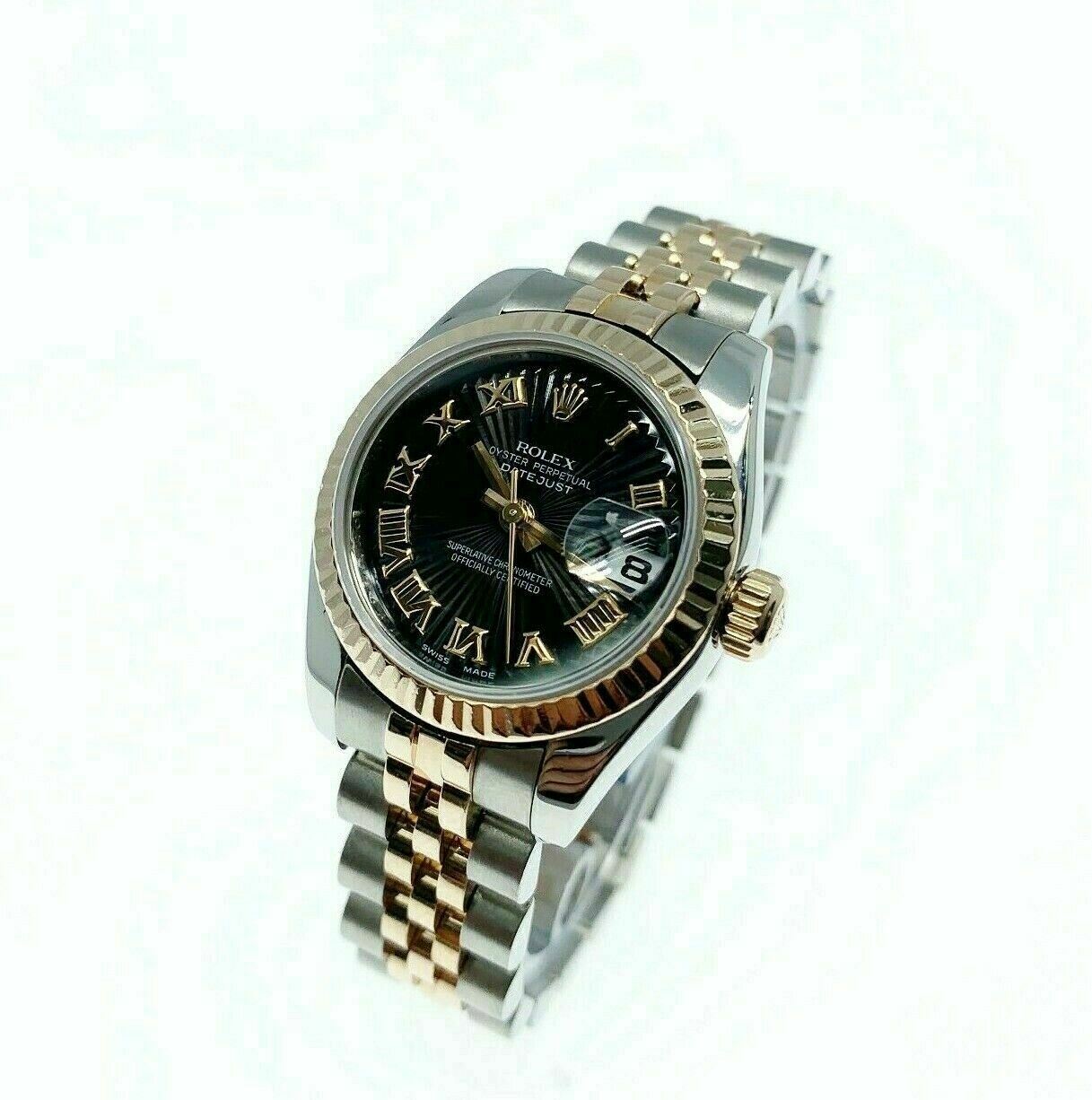 Rolex 26MM Lady Datejust 18 Karat Rose Gold Stainless Steel Watch Ref #179171