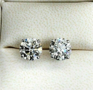 $26,500 Retail EGL USA 3.11 Carats t.w. Round Diamond Stud Earrings 14K Gold