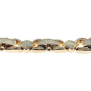 16.52 Carats t.w. Men's Diamond Invisible Set Bracelet 14K Rose Gold 120 Grams