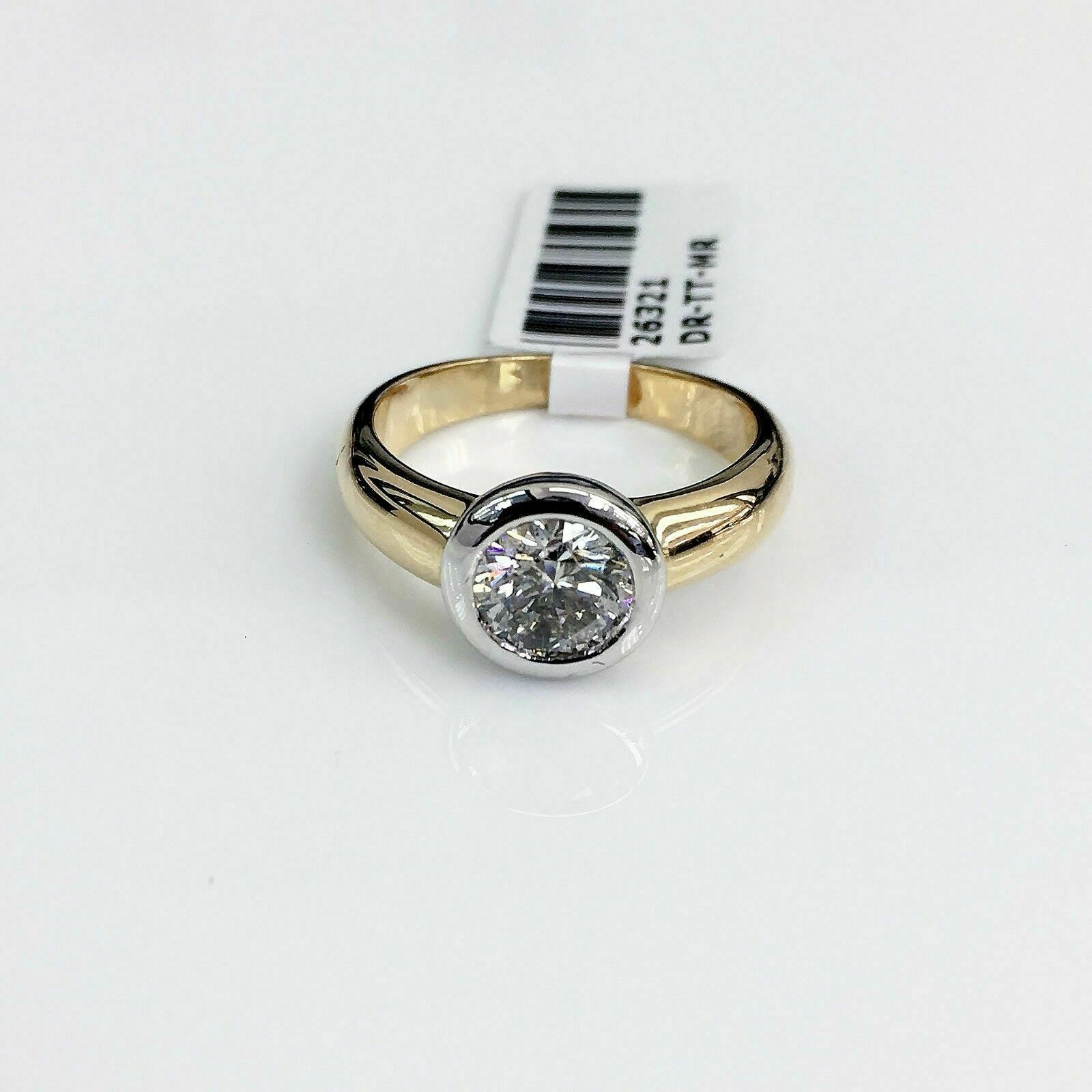 1.06 Carats Round Diamond Solitaire Wedding/Engagement Ring 14K 2 tone Gold