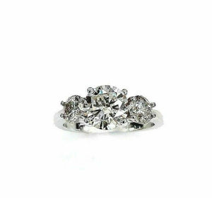 $15,100 Retail 2.46 Carats EGLUSA Round Diamond 3 Stone Engagement Ring