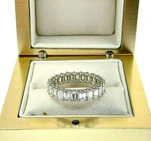 3.56 Carats Emerald Cut Diamond Eternity Band Ring Platinum 24 F VS Diamonds