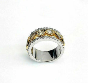 2.35 Carats t.w. Fancy Color and White Diamond Celebration Ring 14K 2Tone Gold