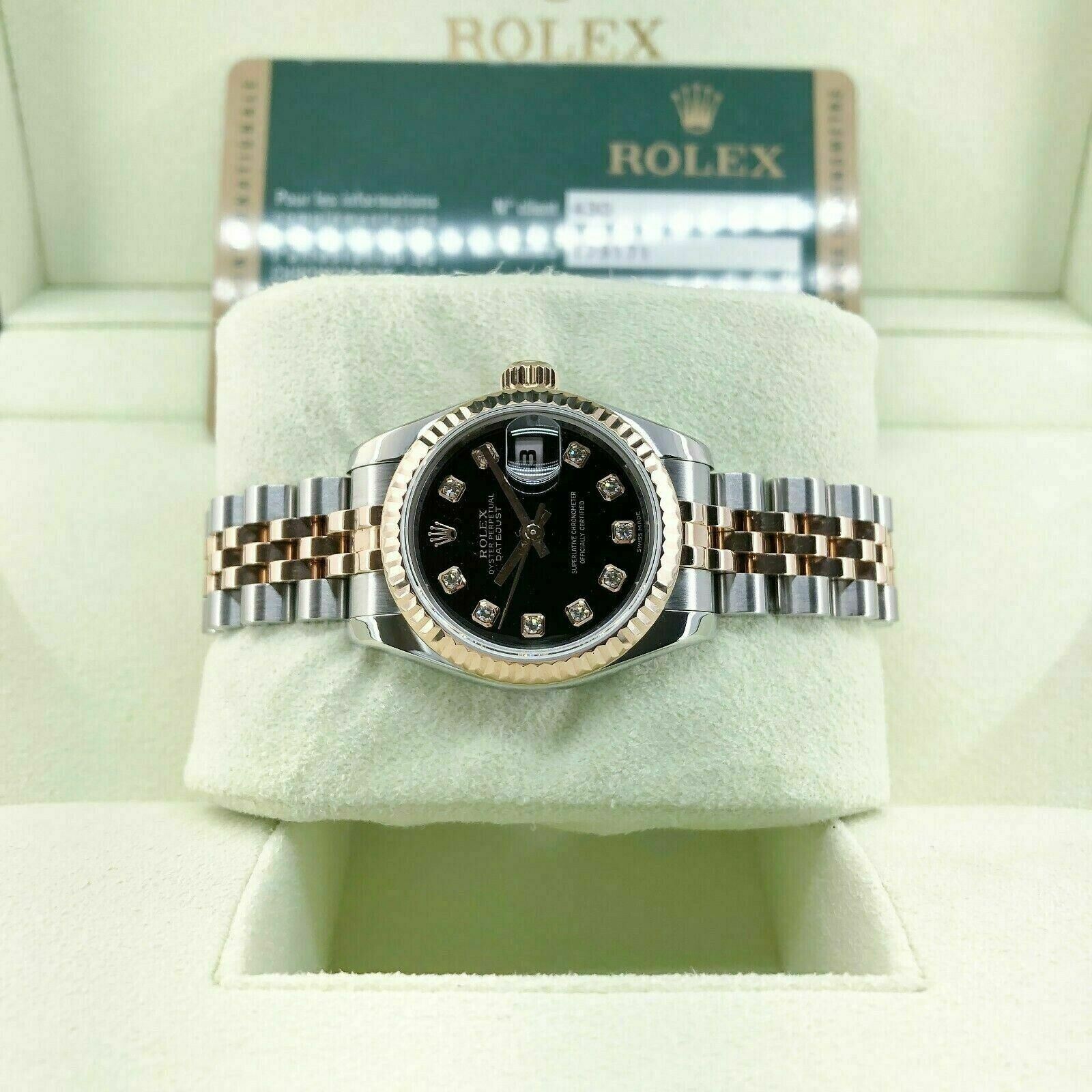 Rolex 26MM Lady Datejust 18K Rose Gold Steel Watch Ref # 179171 Factory Dial