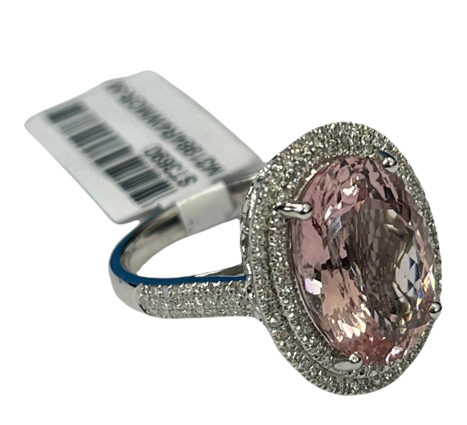 Morganite Oval Gem Halo Solitaire with Accents Diamond Ring