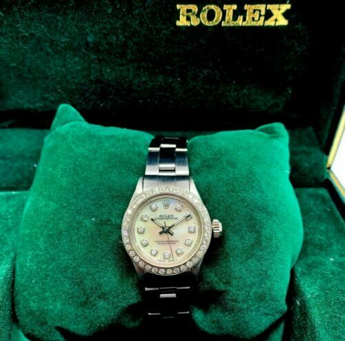 Vintage Rolex 24MM Lady Oyster Stainless Steel Ref 6623 Diamond Dial and Bezel